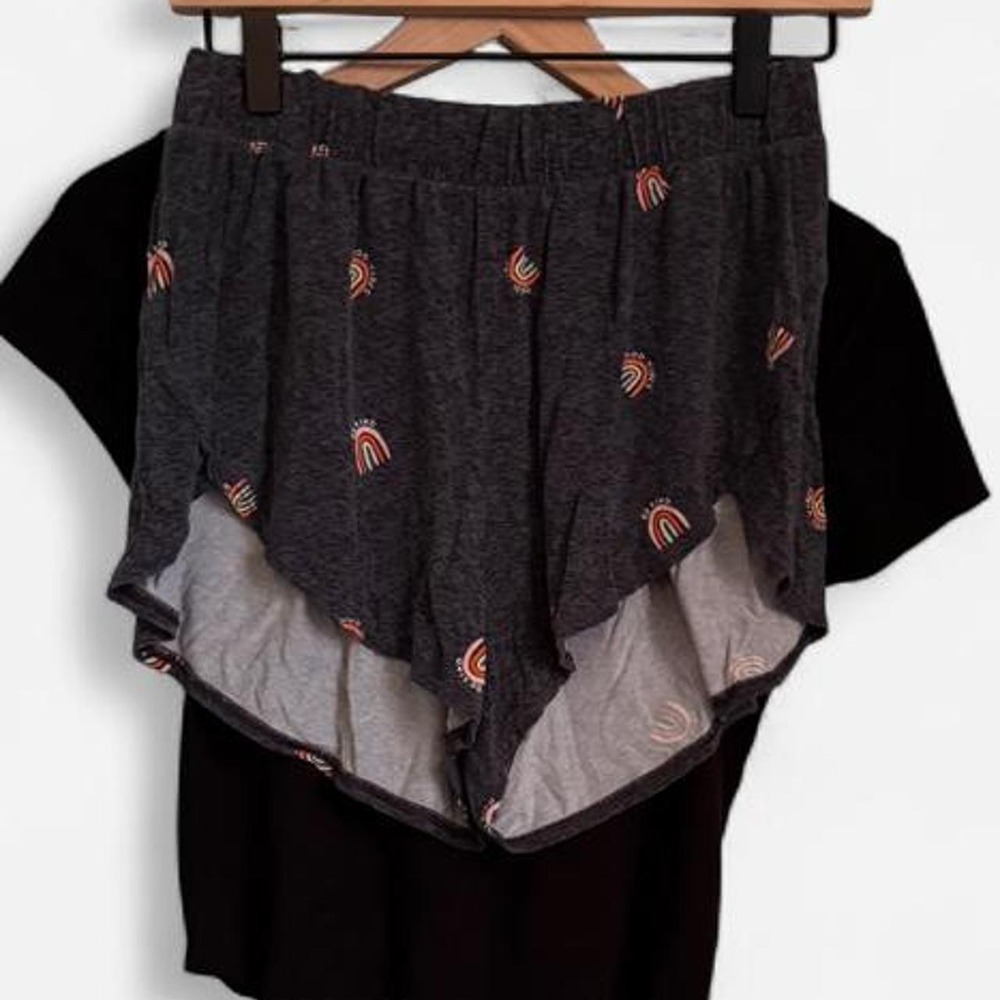 Cutest Charcoal Gray Rainbow Loungewear Set 🧸📝